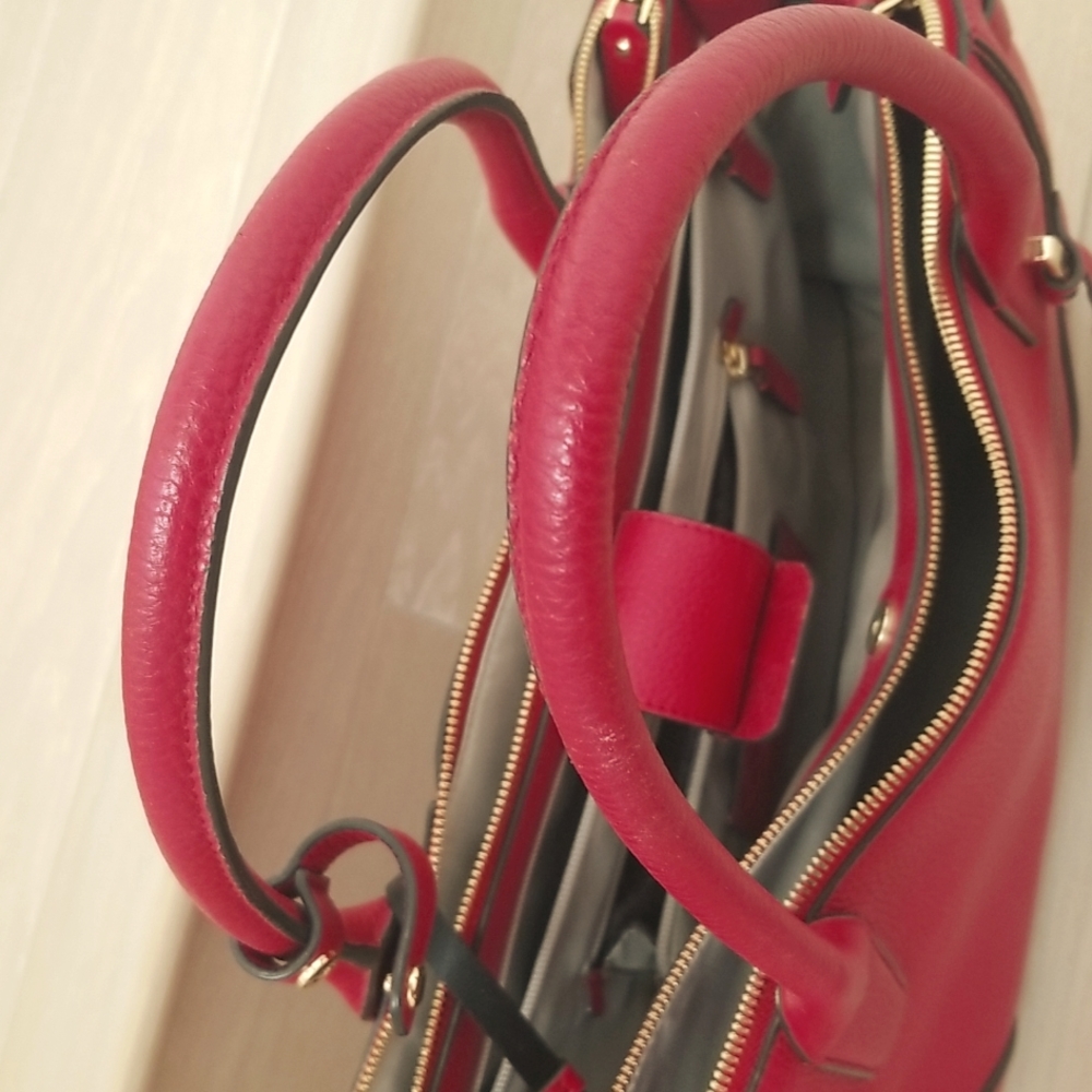 Tumi Stanton Kiran Leather Tote in Raspberry Red - Picture 9 of 15